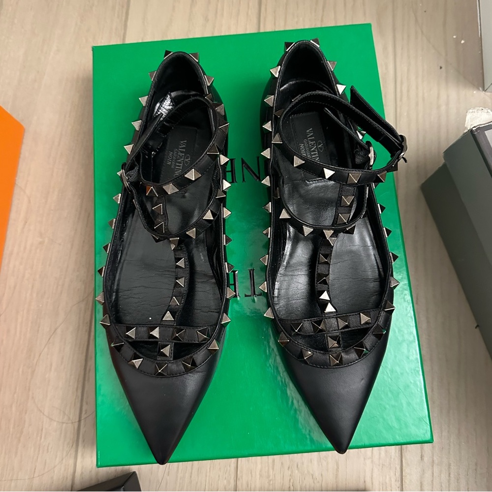 Valentino Rockstud Ballerina Flats Noir